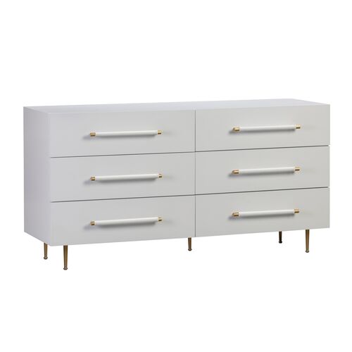 Aria 6-Drawer Dresser, White/Gold~P77606691