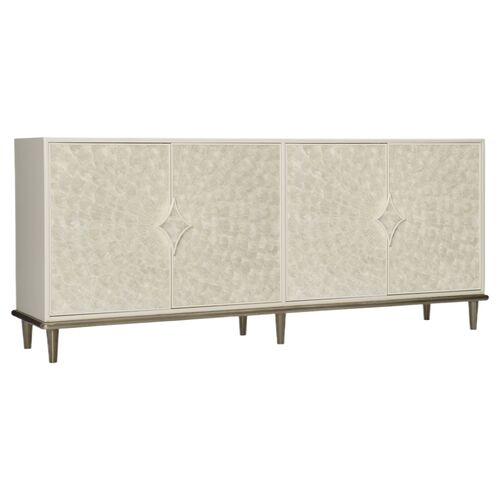 Capiz Shell 4-Door Entertainment Console, Ivory