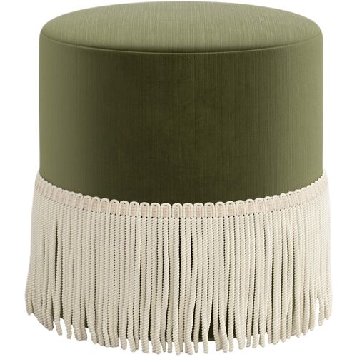 Abigail Fringe Ottoman, Performance Velvet
