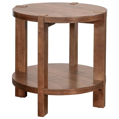 Nyomi Round End Table, Warm Walnut Nyomi Round End Table, Warm Walnut