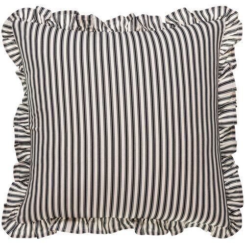 Nymara Thin Stripe Accent Pillow w/Ruffles, Black Nymara Thin Stripe Accent Pillow w/Ruffles, Black