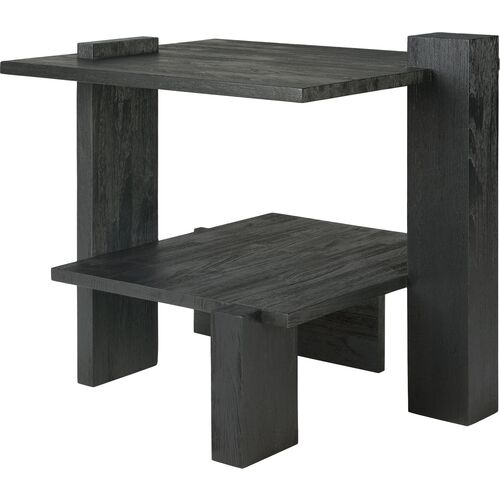 Abstract Side Table, Black Teak~P111123590