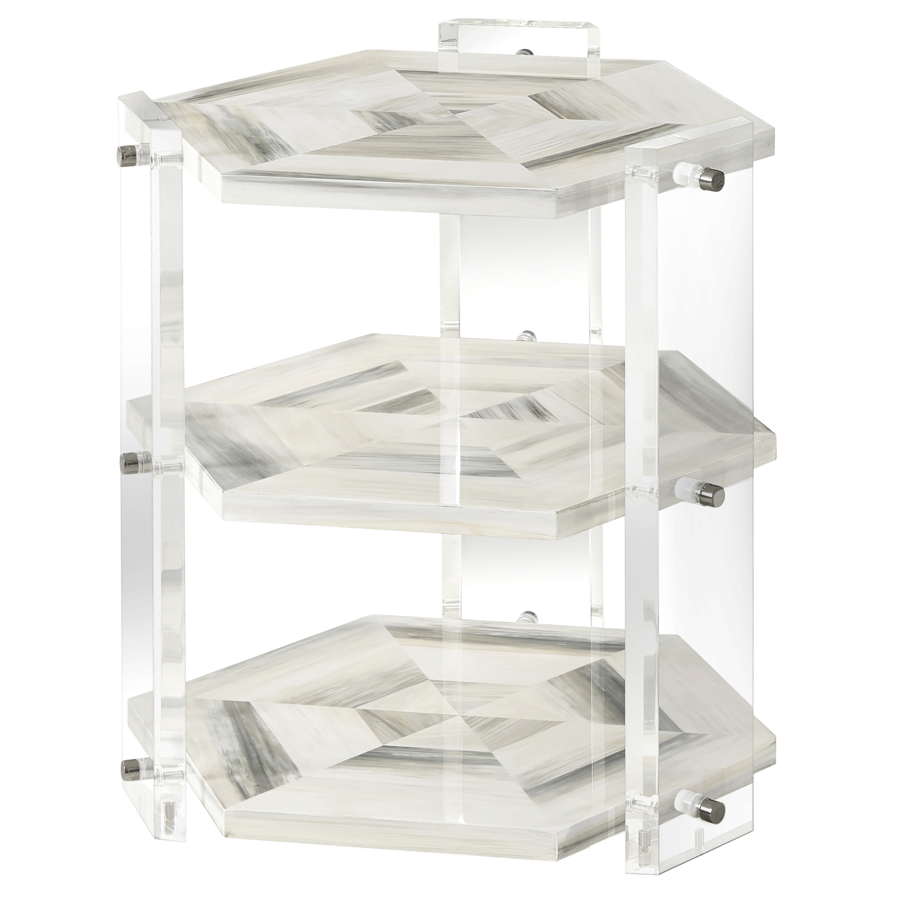 Quadrilateral Tiered Side Table, Ivory~P77471315