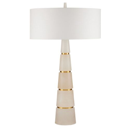 Eleanora Alabaster Table Lamp, Natural/Brass