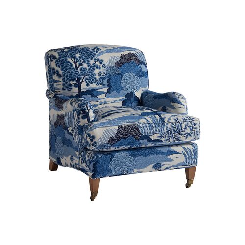 Sydney Club Chair, Blue Chinoiserie Linen~P77472123