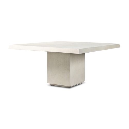 Avila 60" Outdoor Concrete Dining Table, Aged White