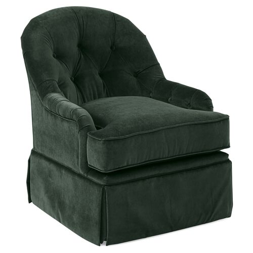 Marlowe Swivel Club Chair, Forest Velvet~P77383489