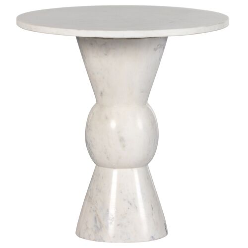 Becky Marble End Table, White