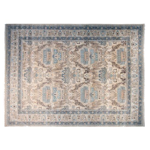 10'x14' Oushak Hand-Knotted Rug, Ivory/Pale Blue~P77550948