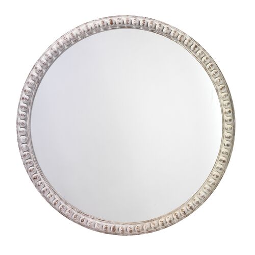 Audrey 30" Round Wall Mirror, White Washed Wood~P77613866