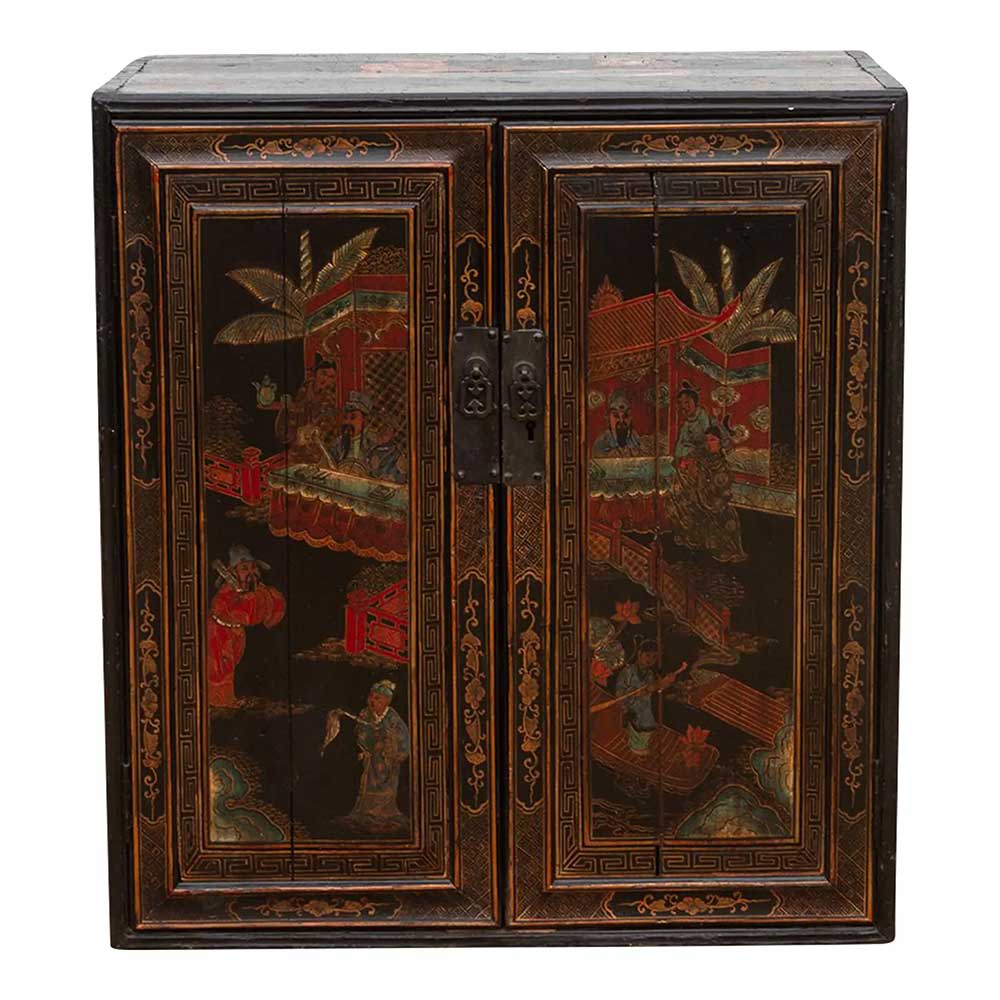 Antique Painted Oriental Cabinet~P77717281