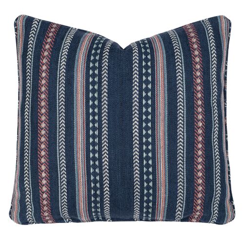 Bixby Racing Stripe Woven Pillow, Navy/Multi Bixby Racing Stripe Woven Pillow, Navy/Multi