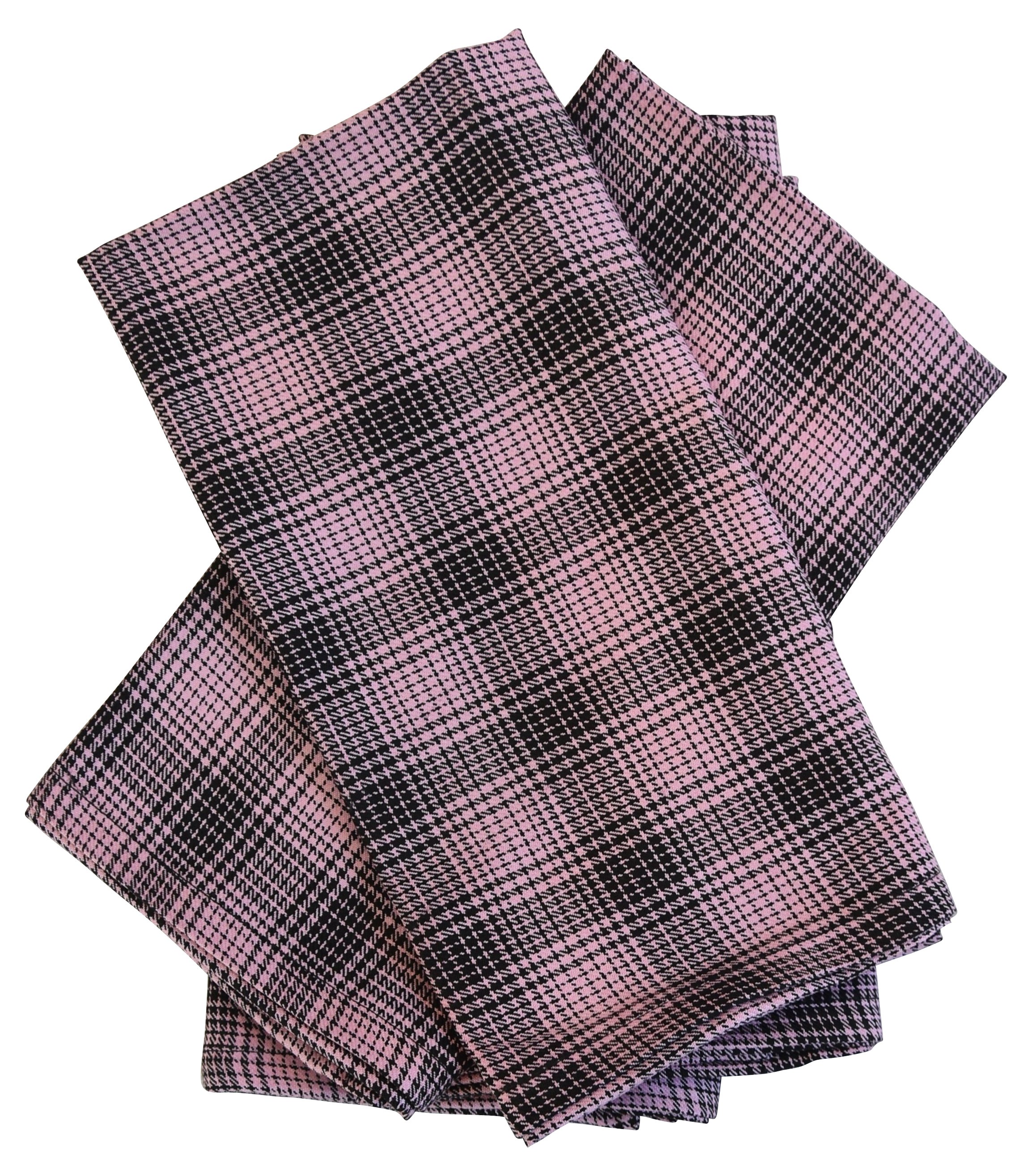 Pink & Black Plaid Dinner Napkins, S/4~P77391060