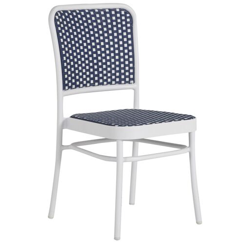 Parc Cafe Outdoor Side Chair, Chalk White/Navy~P77619725