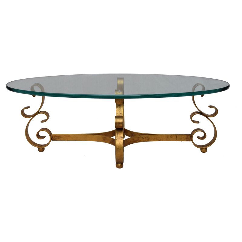 Cannery Row Home Gilt Wrought Iron & Glass Coffee Table One Kings Lane