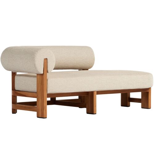 Scout Outdoor Left-Facing Chaise, Natural Teak/Sand