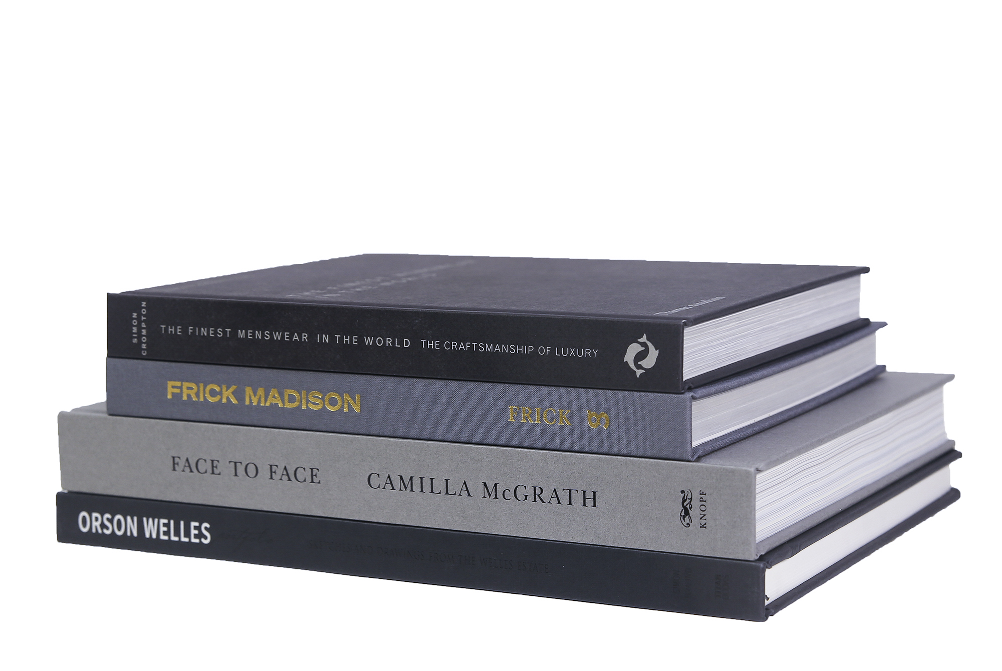 Set of 4 Modern Coffee Book Stack, Granite
