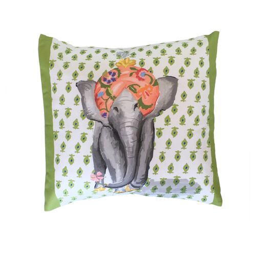 Elephant 18x18 Pillow, Green~P77413056