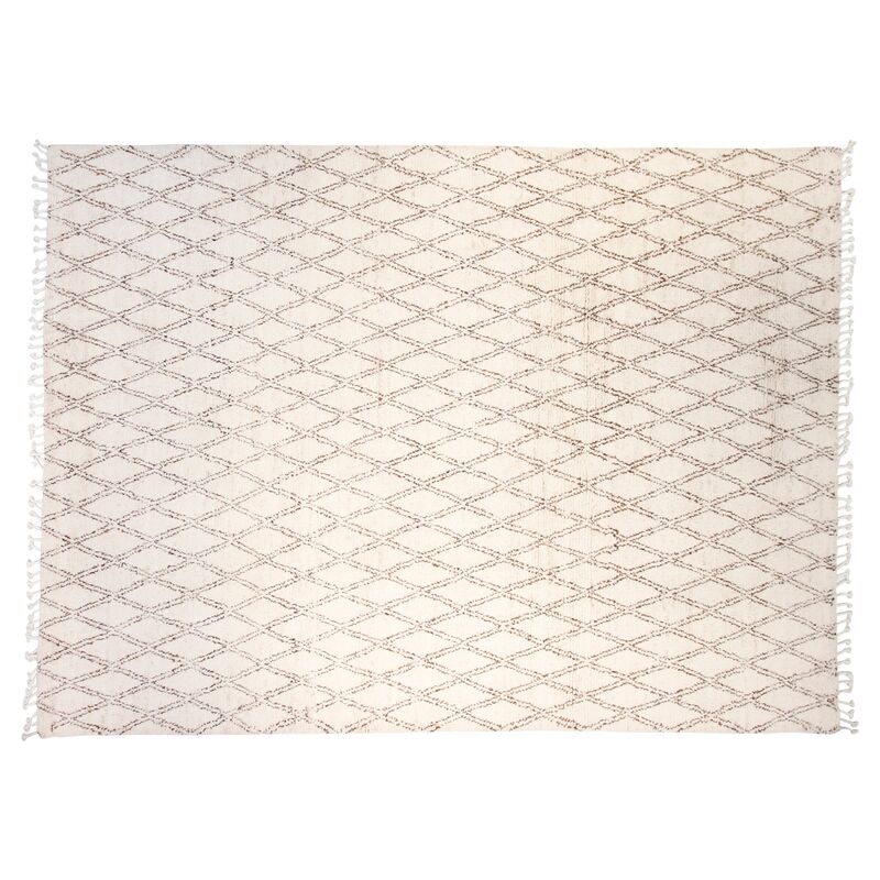 9'x12' Moroccan Hand-Knotted Rug, Ivory