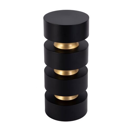 Alicia Side/Drink Table, Black w/ Gold Trim