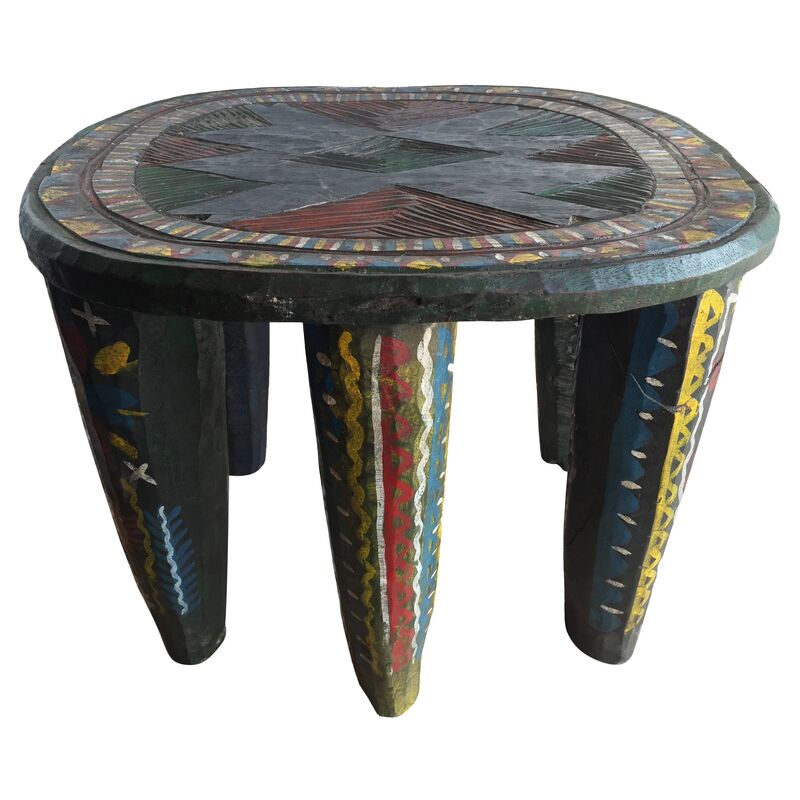 Ethnika Home Decor And Antiques Lg Colorful Nupe Stool Table One Kings Lane - Ethnika Home Decor And Antiques