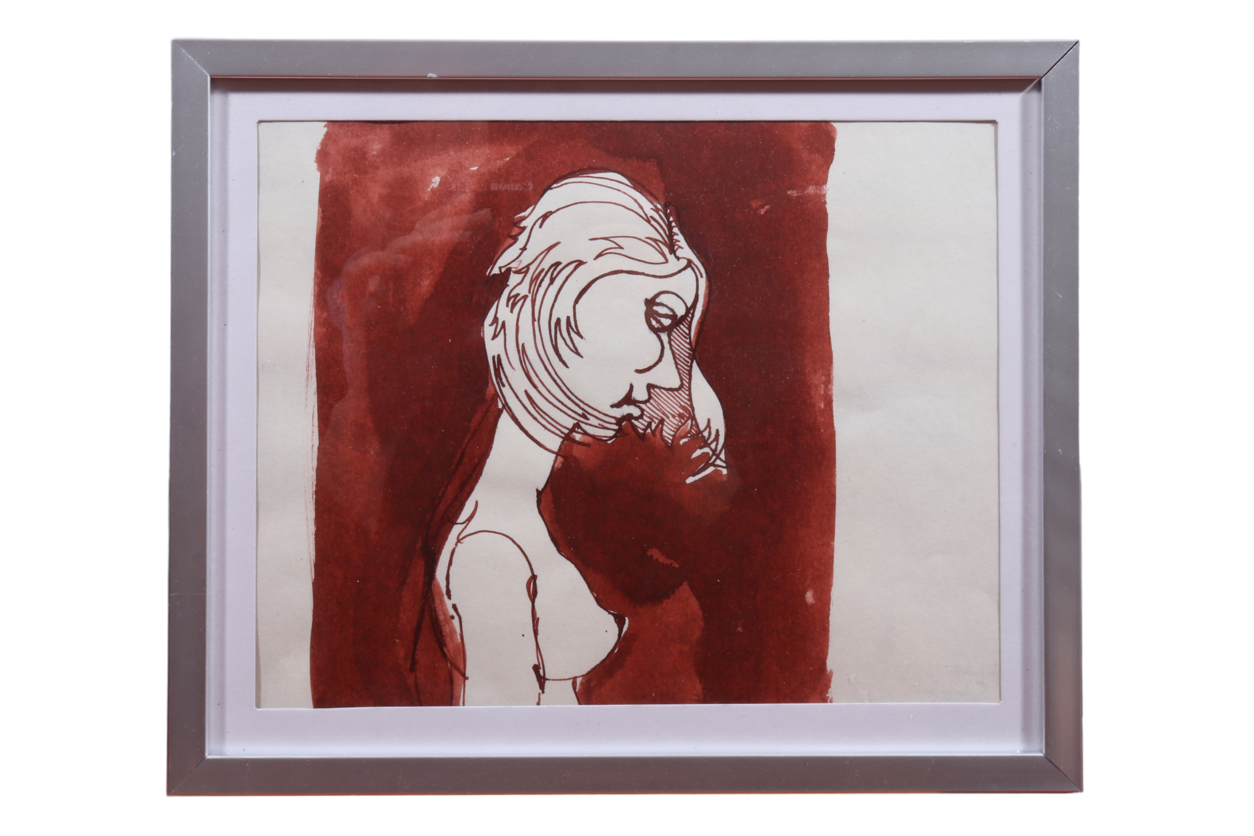 Nude in Sepia Framed Watercolor~P77669653