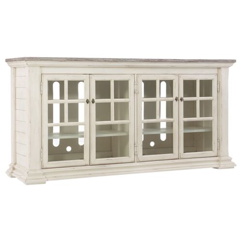Lagunitas 68" 4-Door Entertainment Console, White/Gray