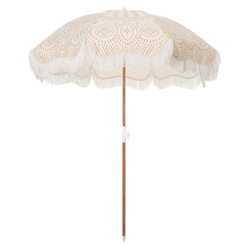 Holiday Beach Umbrella, Ivory/Gold
