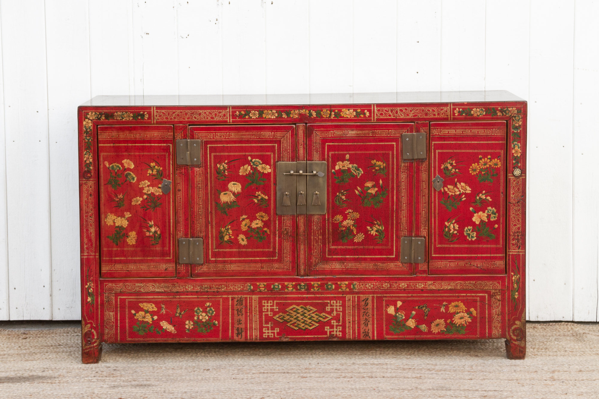 Colorful Spring Bloom Chinese Credenza