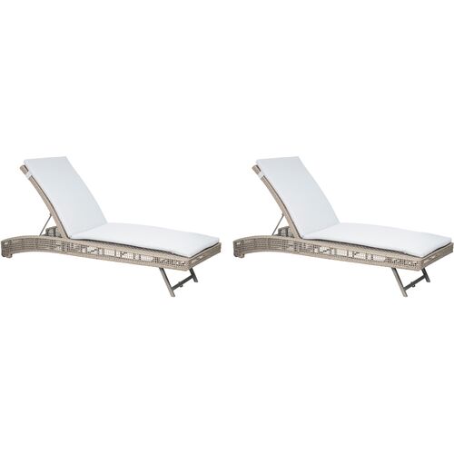 S/2 Chip Outdoor Chaises, Light Gray Rope