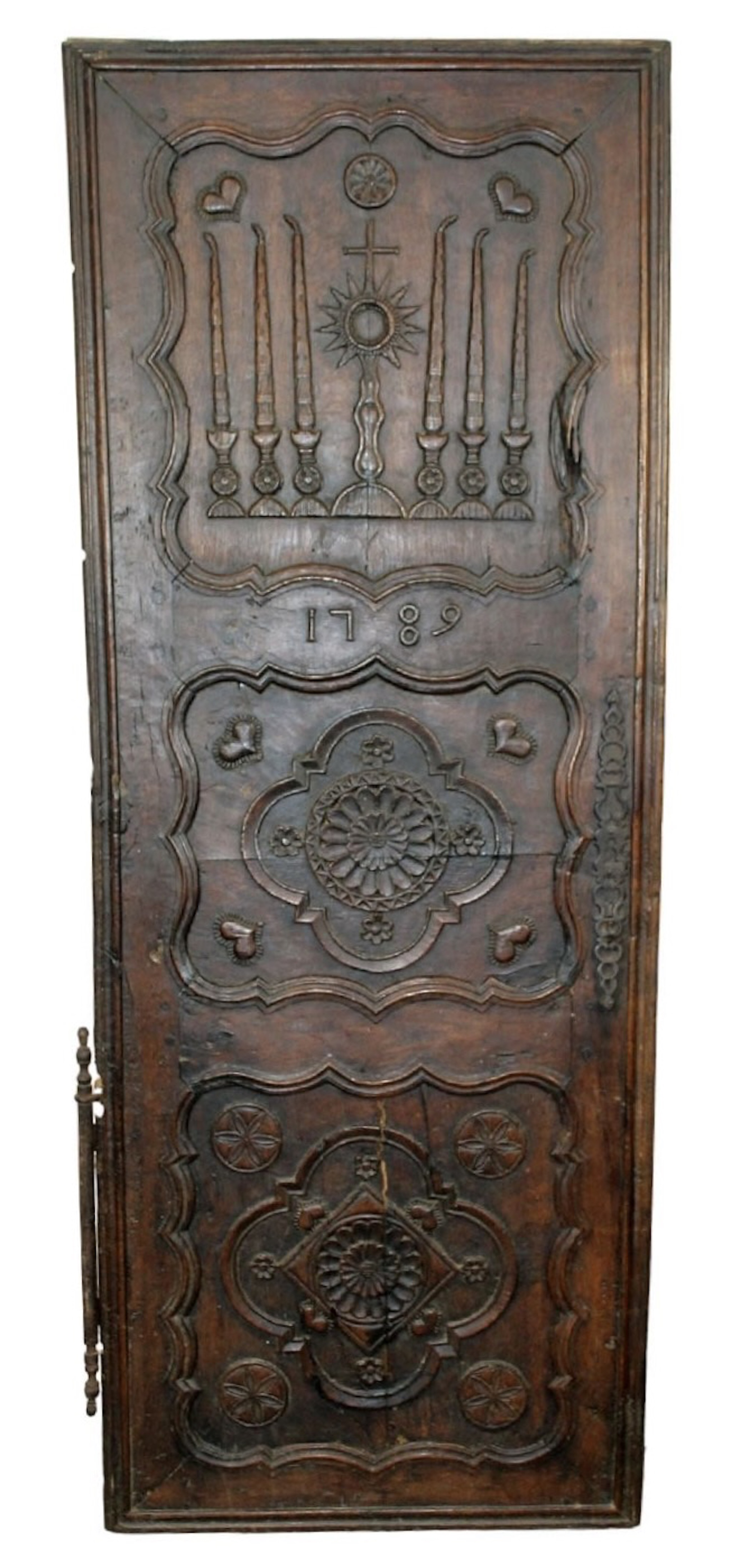 Antique French Carved Oak Door Panel~P77679879