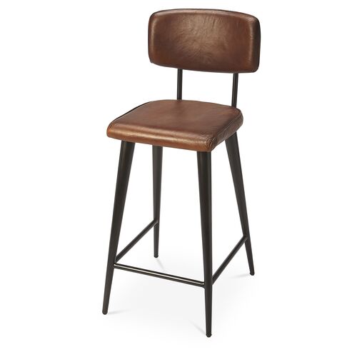 Clark Counter Stool, Brown Leather~P77586960