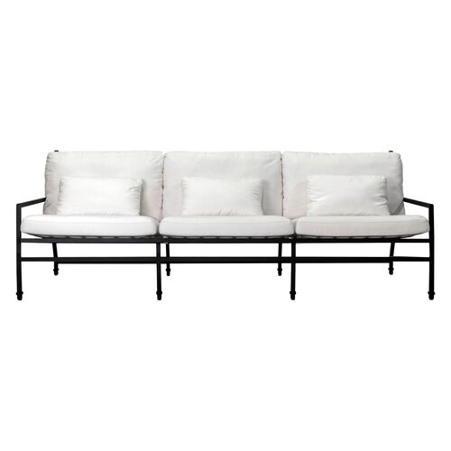 Nami Outdoor Aluminum 3-Seat Sofa, Blanco/Black Sand Matte