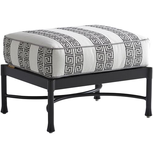 Pavlova Outdoor Aluminum Ottoman, Black/Geometric Gray Sunbrella Pavlova Outdoor Aluminum Ottoman, Black/Geometric Gray Sunbrella