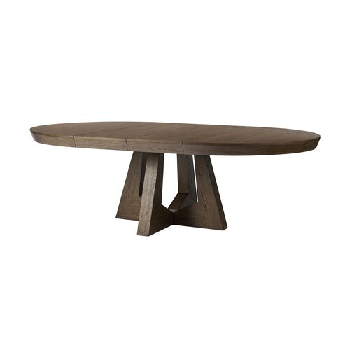 Franklin Round Extension Dining Table, Fawn Oak