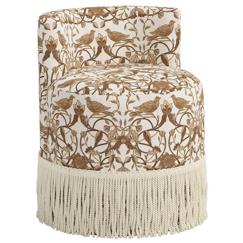 Abigail Fringe Accent/Vanity Chair, Vine Bird Abigail Fringe Accent/Vanity Chair, Vine Bird