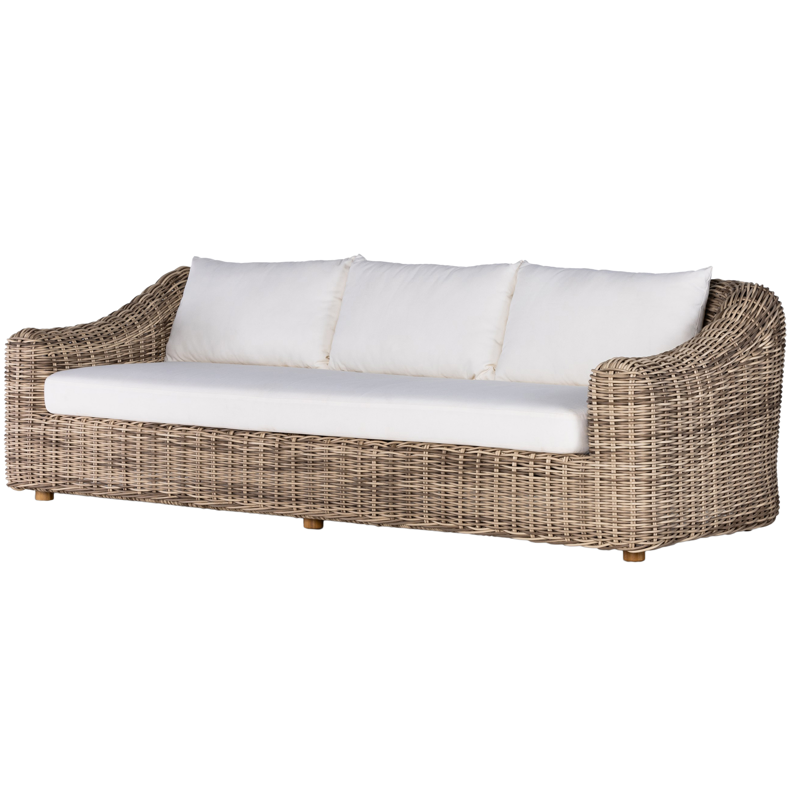 Makara 106" Outdoor Sofa, Chunky Woven Sand/Ivory