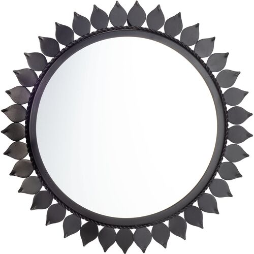Nia 21" Round Wall Mirror, Matte Black~P69475803