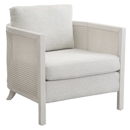 Marin Cane Accent Chair, Hampstead Oyster Linen/White Wash