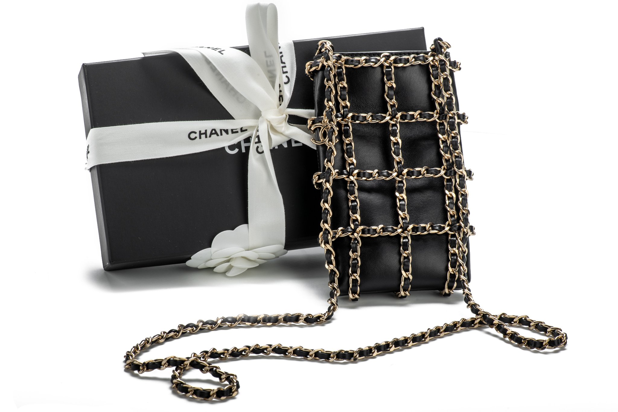 Chanel Cell Phone Case Black Gold~P77604502