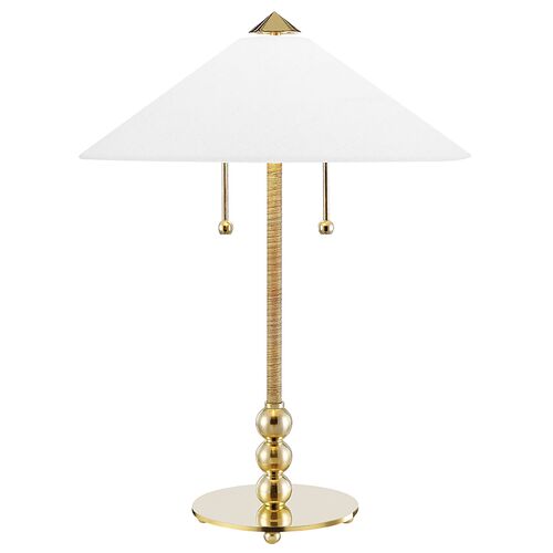 Tenley 24" Rattan Wrapped Table Lamp, Natural/Aged Brass
