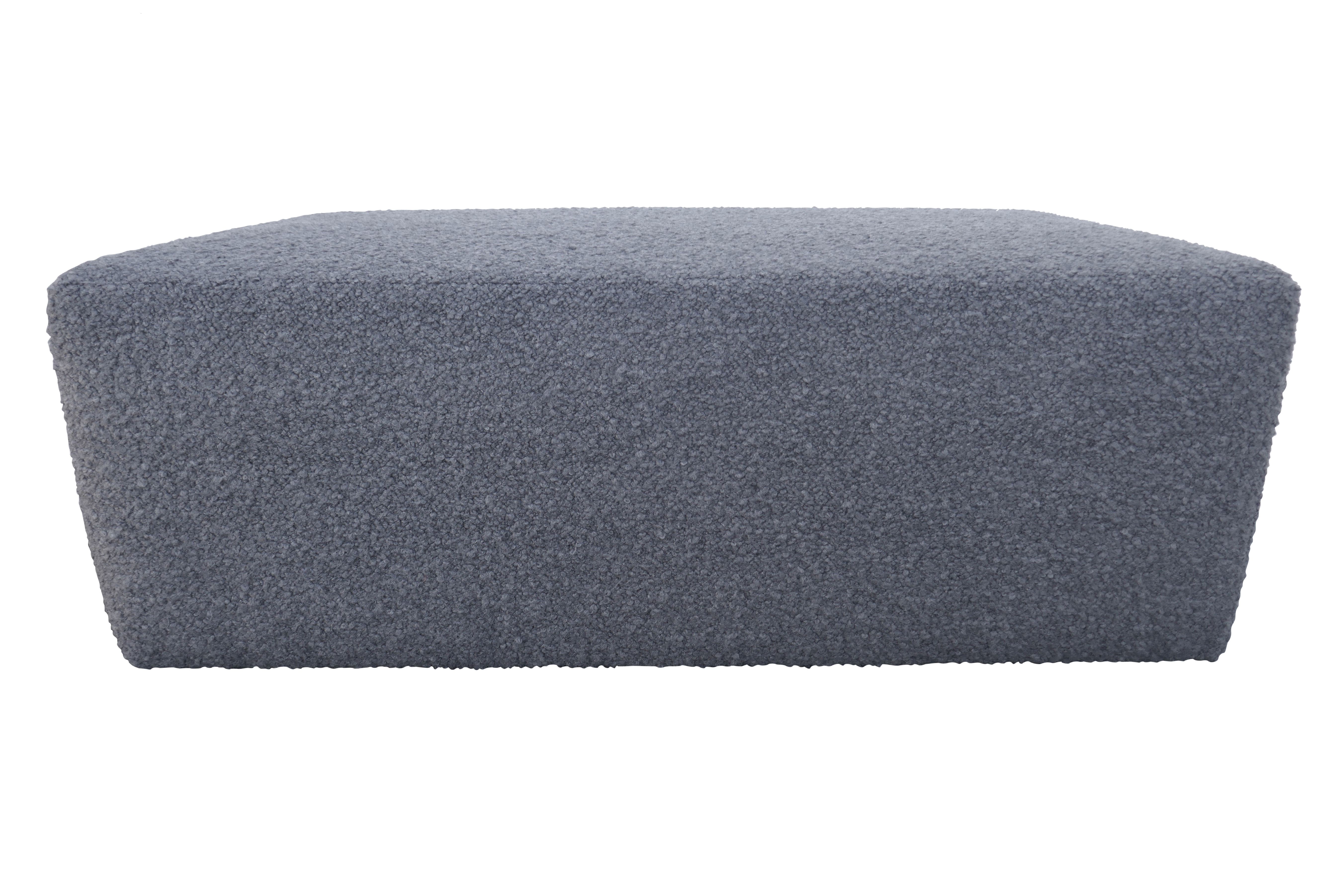 Luxe Fog Gray Shearling Cocktail Ottoman~P77667239