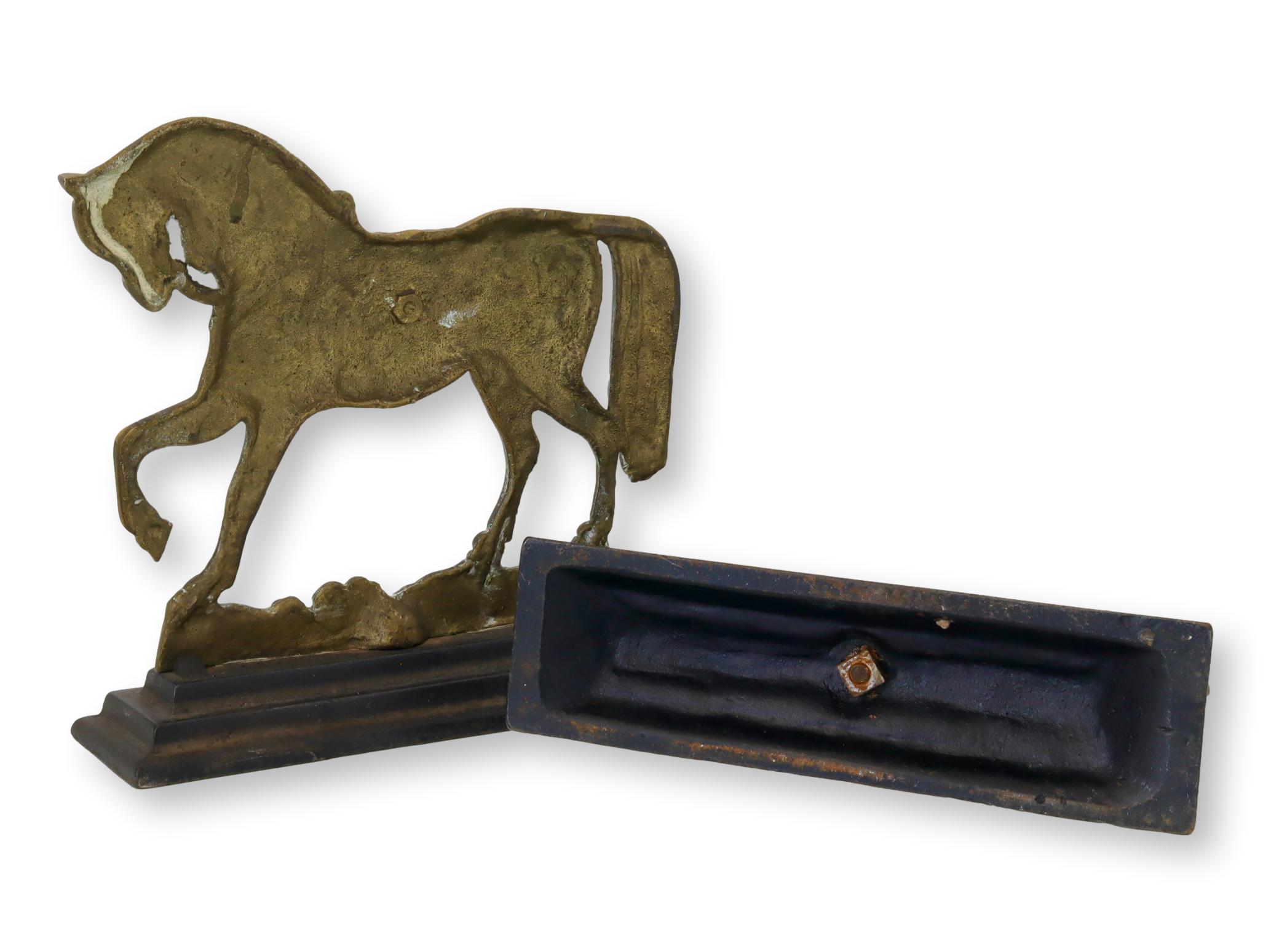 Antique Brass Horse Doorstops, Pair~P77678454