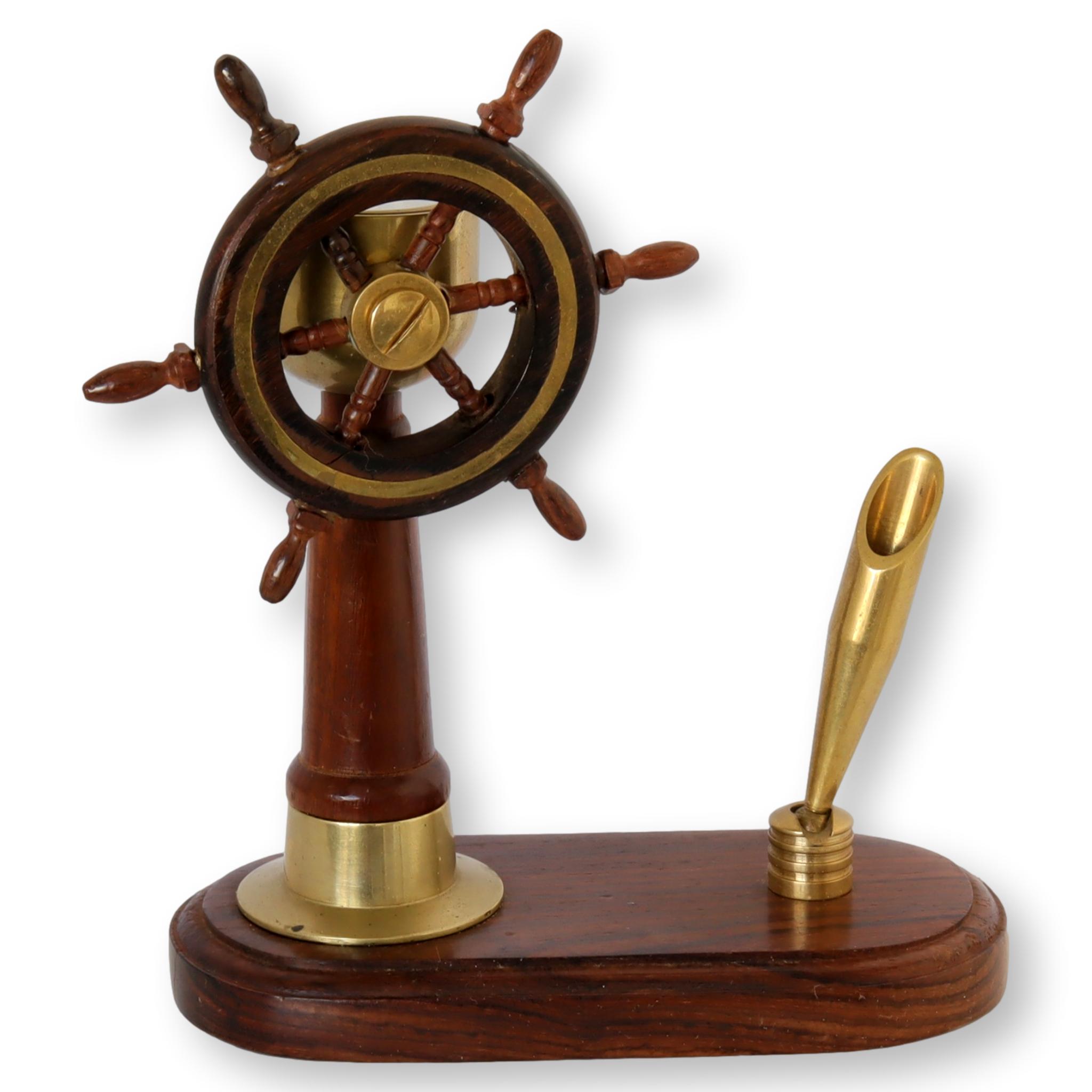 Nautical Ship Wheel & Compass Desk Piece~P77665504