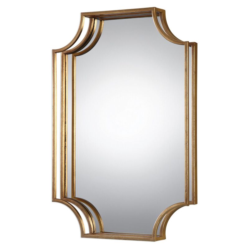 Elise Wall Mirror, Antiqued Gold Leaf