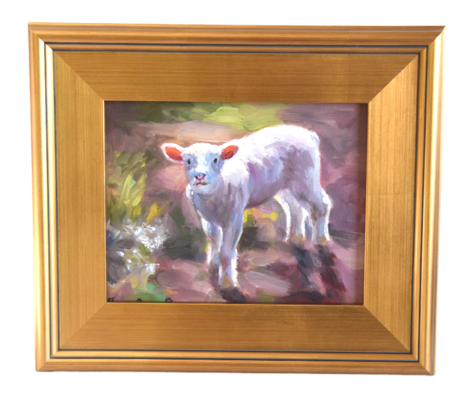 Farm Baby White Lamb Sheep Oil Painting~P77731045