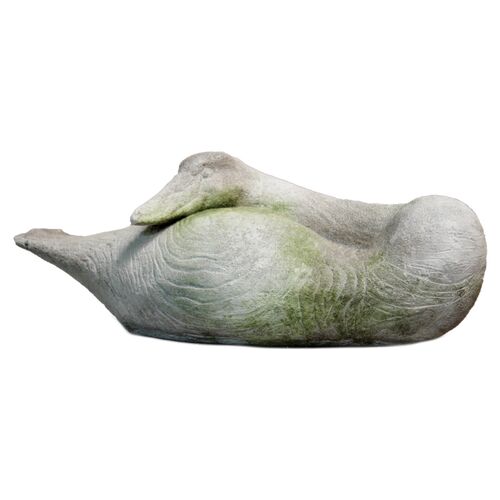 18" Swan Resting, White Moss~P76474904