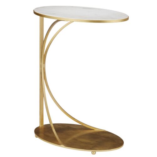 Orla Marble C Table, Gold Leaf/White