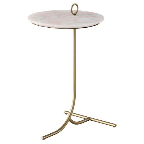 Tranquility Rose Quartz Accent Table, Soft Gold~P111111763