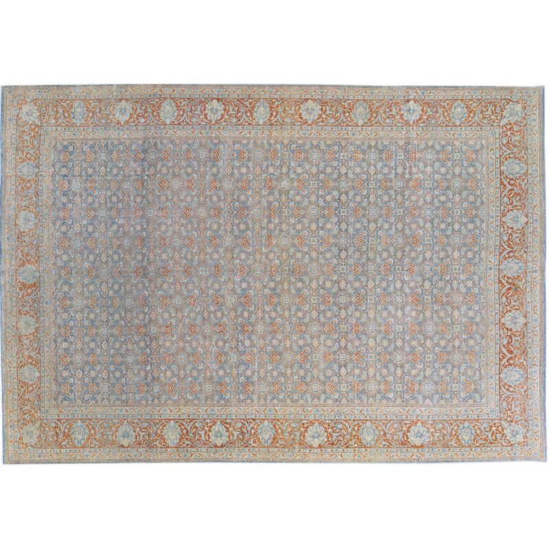 Antique Malayer Blue Wool Rug